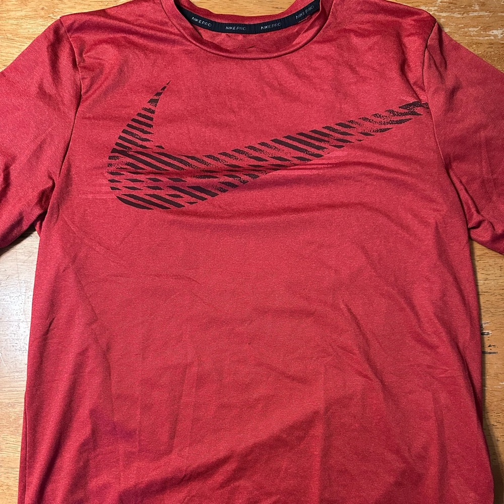 Nike Red Long Sleeve Tee with Bold Swoosh